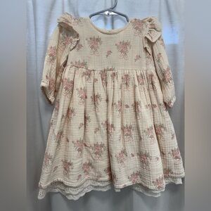 Wild Wawa Floral Cream and Pink Baby Dress